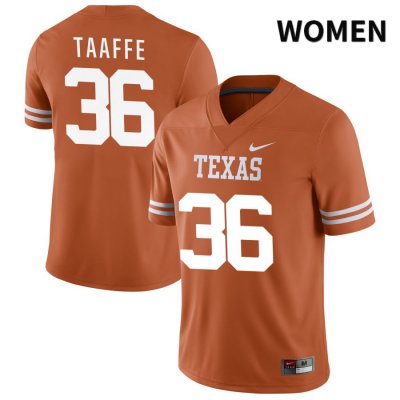 Texas Longhorns Women's #36 Michael Taaffe Authentic Orange NIL 2022 College Football Jersey UNR42P8K